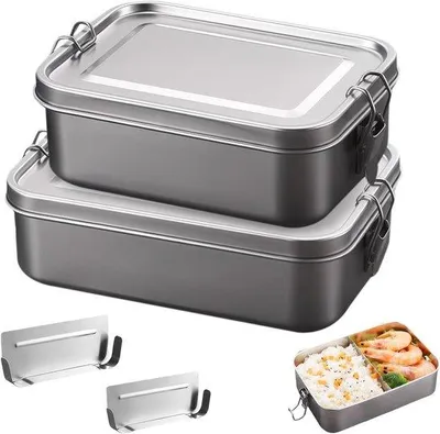 Produktbild von Edelstahl-Brotbehälter-Set 2-teilig 850+1400ml