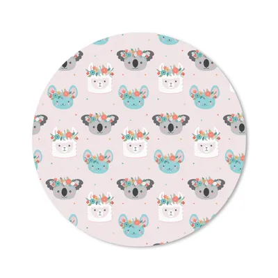 Produktbild von MuchoWow® Mauspad Mousepad Lama - Koala - Blumen - Pastell 30x30 cm - Mousepads - Maus Mat - Pad - Mausunterlage - Tischunterlage - Schreibtischmatten
