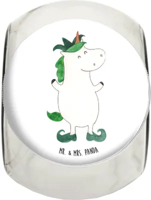 Produktbild von Mr. & Mrs. Panda keksglas Einhorn Joker L 870ml - Weiß - Geschenk, Hofnarr, gewürzglas, Mittelalter, Unicorn, glasbehälter, Lebensmittelbehälter, Einhörner, Vorratsglas