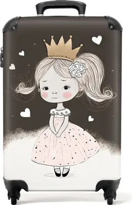Obrázek produktu pro NoBoringSuitcases.com® Kufr Příruční zavazadlo na kolečkách Kufr na kolečkách Malý cestovní kufr na 4 kolečkách - Princess - Rose - Hearts - Girls - Cabin Size < 55x40x23 cm & 55x40x20 cm - Foto kufr - Cabin suitcase - Board luggagePříruční zavazadlo Kufr 55x35x20 cm, 36L,