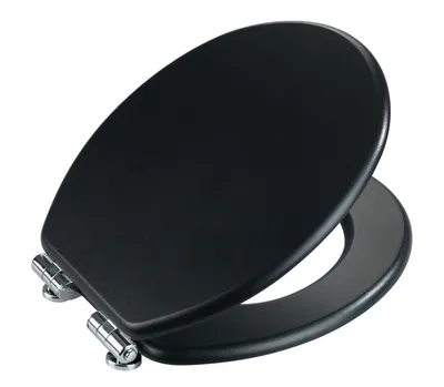 Produktbild von WENKO WC-Sitz Mod. Cuero Absenkautomatik Lederoptik feuchtigkeitsresistent MDF mit Schnell-Befestigung Zinkdruckguss 35,5 x 42,5 cm Schwarz