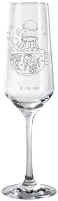 Produktbild von Mr. & Mrs. Panda Champagnerglas Nachtfalter Schaumbad - Transparent - Geschenk, Proseccoglas, Lustige Sprüche, WC, Tasse, Glas, Sektglas, Baden, Sektkelch, Träumen