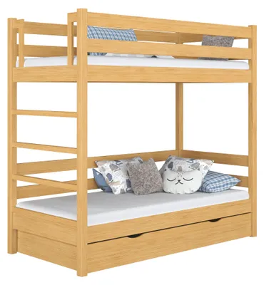 Immagine prodotto di Letto a castello in legno con cassetto N03 Pino naturale 90x200