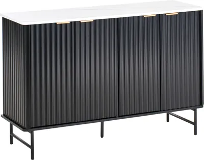 Produktbild von BELIANI Komoda czarna metalowe nogi efekt marmuru 120 x 80 cm dwie szafki szuflady styl nowoczesny