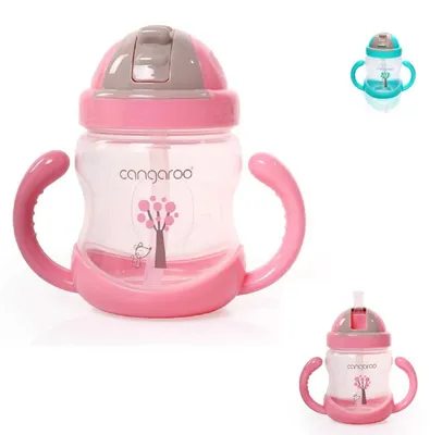 Produktbild von Cangaroo Trinklernbecher Boo 280ml C0582, mit Trinkhalm, Schutzklappe, Griffe