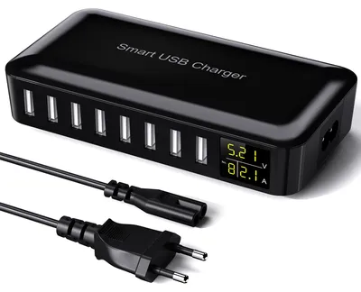 Productafbeelding van USB-oplader 8-poorts laadstation met led-scherm voor meerdere apparaten