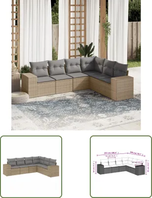 Produktbild von The Living Store 6-tlg. Garten-Sofagarnitur mit Kissen Beige Poly Rattan
