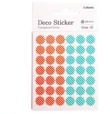 Runde Papieraufkleber, Streifen 02, 8,5 mm, 42 Stück