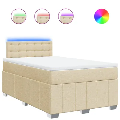 Image de Sommier à lattes de lit avec matelas crème 120x190 cm tissu