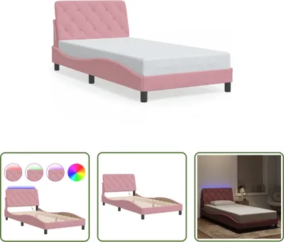 Obrázek produktu pro The Living Store Rám postele s LED světly Pink 100x200 cm Velvet
