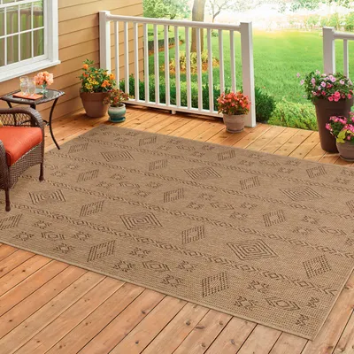 Produktbild von Homebyhome Indoor Outdoor-Teppich Flachgewebe Natürlicher Sisal Look Wetterfest Wohnzimmer Balkon Küche Terrasse Boho Design Grösse: 240x340 cm