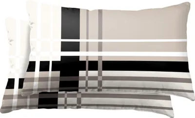 Produktbild von 2er Pack Kissenbezug Kissenhülle 40x80 cm gestreift beige schwarz Microfaser