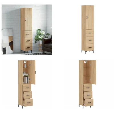 Produktbild von vidaXL Highboard Sonoma Eiche 34,5x34x180 cm Holzwerkstoff - Highboard - Highboards - Sideboard - Schrank