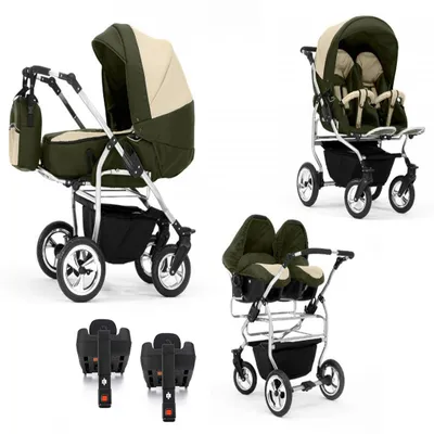 Produktbild von Zwillingskinderwagen 5 in 1 Duo inkl. Autositze und Iso Bases - 14 Teile -  in 20 Farben