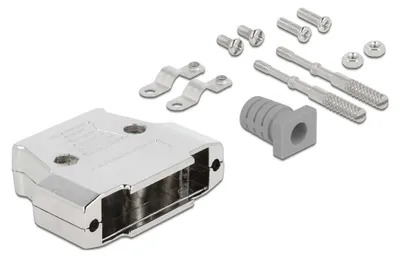Produktbild von DeLOCK D-Sub 25 Metallgehäuse, Kabelschuh, Silber, Metall, D-Sub 25, 44 mm, 8 mm