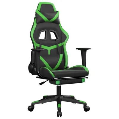 Produktbild von vidaXL Gaming-Stuhl mit Fußstütze Schwarz und Grün Kunstleder