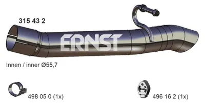 Produktbild von ERNST Abgasrohr Auspuffrohr für FORD FOCUS III Hinten 315432