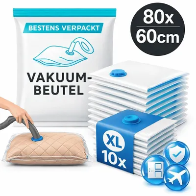 Produktbild von Vakuum Beutel 10er Set Aufbewahrungsbeutel Vacuum Verstausack Kleidung Klamotten