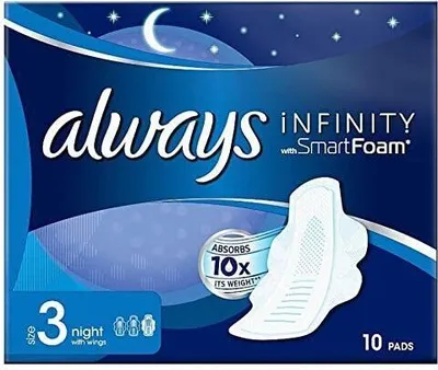 Produktbild von Always Infinity FlexProtect Pads Night (Größe 3) Flügel, geruchlos, 6 x 10 Damenbinden, bis zu null Gefühl, bis zu null Auslaufen, dünner und flexibler Schutz, immer weichste Deckschicht