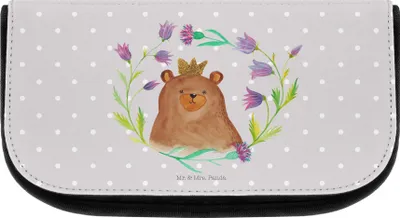 Produktbild von Mr. & Mrs. Panda Schminktasche Bär Königin - Grau Pastell - Geschenk, Organizer, Kosmetiktasche, Make-up, Mutter, Lieblingsmensch, Mom, Muttertag, Waschbeutel, Mutti