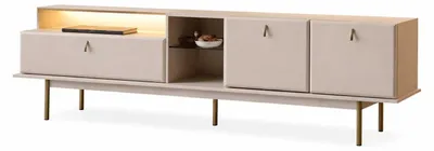 Obrázek produktu pro Televizní skříňka, moderní styl, béžová barva, útulný obývací pokoj, minimalistický
