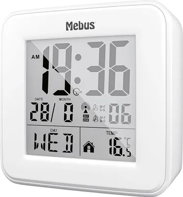 Image de MEBUS MEB Funkwecker digital weiß 411511 4017805255944