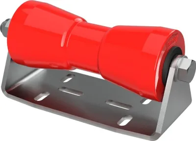 Produktbild von Polyurethan Kielrolle mit Halter B Sliprolle Bootstrailer Sliphilfe verzinkt SUPROD, 200 mm, rot