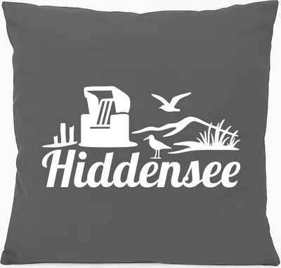 Produktbild von Huuraa Kissen Hiddensee Strandmotiv 40x40cm mit Füllung Steel Grey Baumwolle Dekokissen Geschenkidee