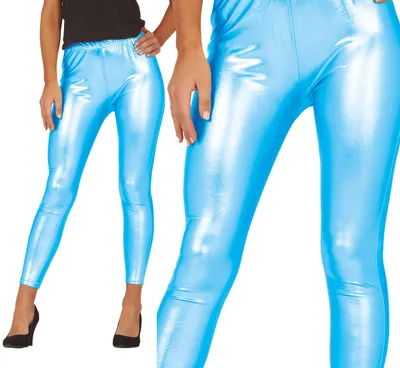 Immagine prodotto di leggings anni '80 per le feste natalizie, blu brillante, viola, moda danza, look da festa, colore: blu