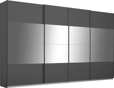 Produktbild von Synchron-Schwebetürenschrank - Grau Metallic - 316 x 230 cm - 4 Türen - mit Spiegel