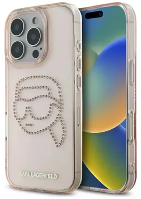 Produktbild von Karl Lagerfeld iPhone 16 Pro Hülle Strass Pink