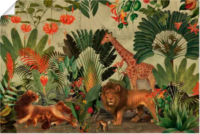 Produktbild von ARTland Poster Afrika Safari Wilde Tiere im Regenwald Größe: 60x40 cm