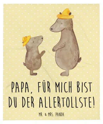 Produktbild von Mr. & Mrs. Panda Decke Bären mit Hut - Gelb Pastell - Geschenk, Papa, Muttertag, Kuscheldecke, Kinder, Vater, Schlafdecke, Bettdecke, Plaid, Vatertag, Tagesdecke, Family