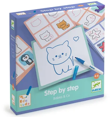 Obrázok produktu pre Hra Eduludo – Kreslenie krok za krokom: Babies & Co, Djeco