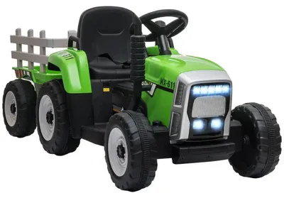 Obrázek produktu pro Elektrický dětský traktor s přívěsem | Barva: Zelená | Rozměry: 50 x 136,5 x 52,5 cm