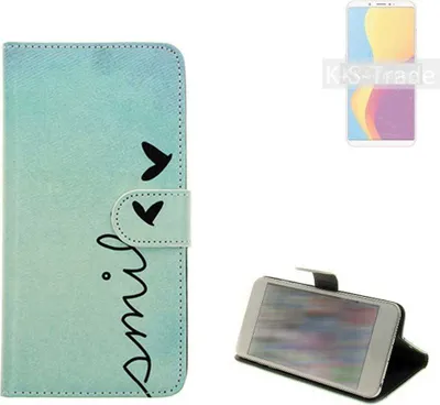 Produktbild von K-S-Trade Schutz Hülle Handy Hülle kompatibel mit Huawei Y6s Hülle Handyhülle cover bookstyle Etui Handyhülle ''smile'' türkis Standfunktion