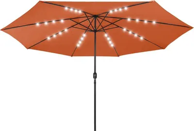 Produktbild von vidaXL Sonnenschirm mit LED-Leuchten und Metallmast 400 cm Terrakotta