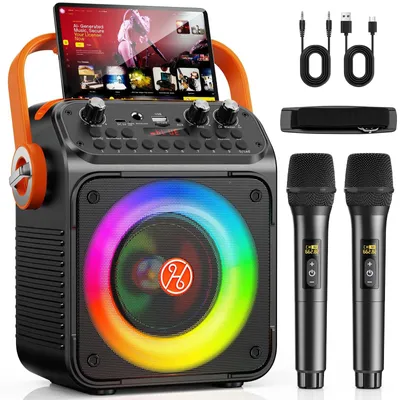 Productafbeelding van Karaokeset - Bluetooth - 2 microfoons - Draagbaar