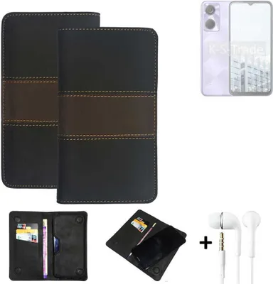 Produktbild von K-S-Trade Handyhülle + Kopfhörer kompatibel mit Tecno Pop 6 Schutzhülle Walletcase Bookstyle Tasche Schutz Case Hülle Wallet Cover Kunstleder