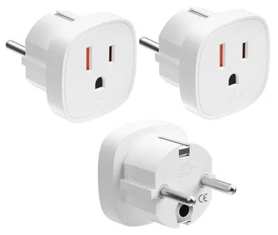Productafbeelding van 3 Stuks US naar EU Adapter, 2-pins Stekker