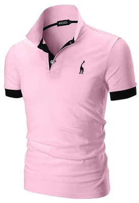 Productafbeelding van Katoenen Polo Shirt Korte Mouwen, Effen Roze, XXL