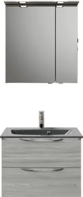 Produktbild von Pelipal Badmöbel-Set Sunline 300 BxHxT 67 x 200 x 48 cm Frontfarbe grau Badmöbel-Set mit Waschtisch Mineralmarmor grau-m