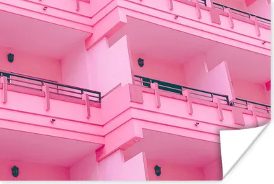 Produktbild von MuchoWow® Poster Balkon - Sommer - Rosa - Architektur 180x120 cm - Fotoplakat