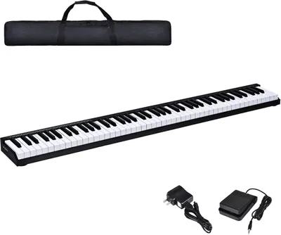 Produktbild von 88 Tasten Elektronische Klavier, Digital-Piano Setinkl. Tragetasche und Schultergurt, Multifunktion mit Bluetooth Transponierfunktion Tremolo Einstellbare Tastaturstärke, für Anfänger/Erwachsene