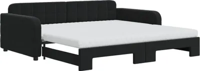 Immagine prodotto di Divano Letto Estraibile con Materassi Nero 100x200 cm Velluto