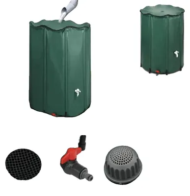 Image de Réservoir de collecte des eaux de pluie, structure en PVC, grande capacité de 1350 litres, couleur verte