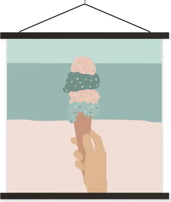 Produktbild von MuchoWow® Textilposter Sommer - Eiscreme - Blau 40x40 cm mit schwarzem Rahmen - Fotos