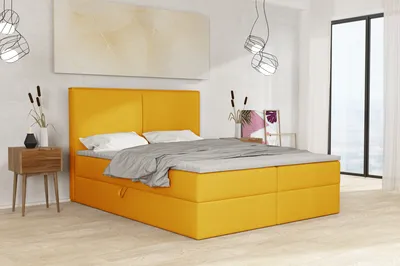 Produktbild von Emoebel24 Boxspringbett mit Topper und 2 Bettkasten, Polsterbett, Doppelbett 180x200 cm Calipso 1 Gelb