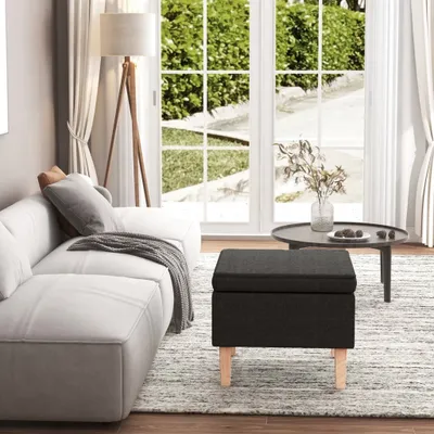 Immagine prodotto di The Living Store Sgabello con gambe in legno tessuto nero
