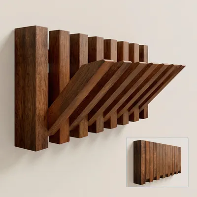 Produktbild von doporro Garderobenhaken Kleiderhaken Wand mit 7 Haken für Jacken, Garderobenleiste für Flur und Garderobe Wandgarderobe aus Holz, Wallnuss Twigro-01